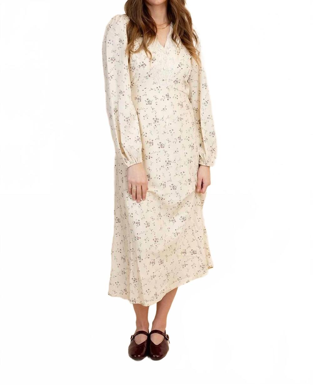 NEW POLAGRAM ariette floral dress in cream multi